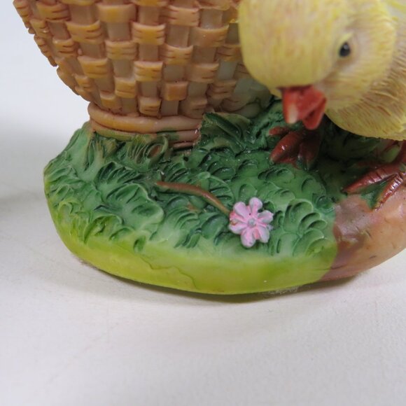 Spring (2) Chicks with Basket of Flowers Figurines with felt bottoms Easter - Picture 7 of 11